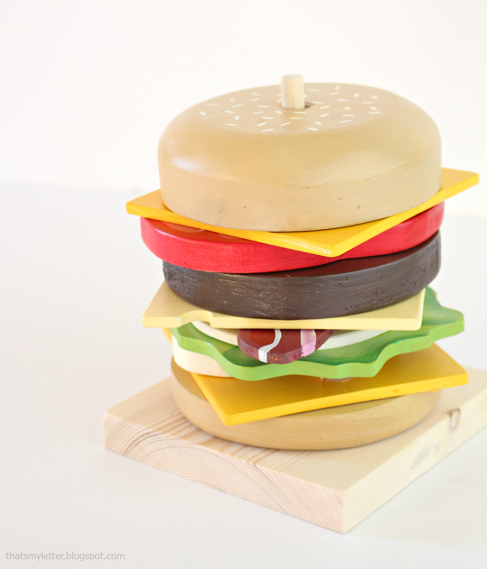 Wooden burger hot sale toy